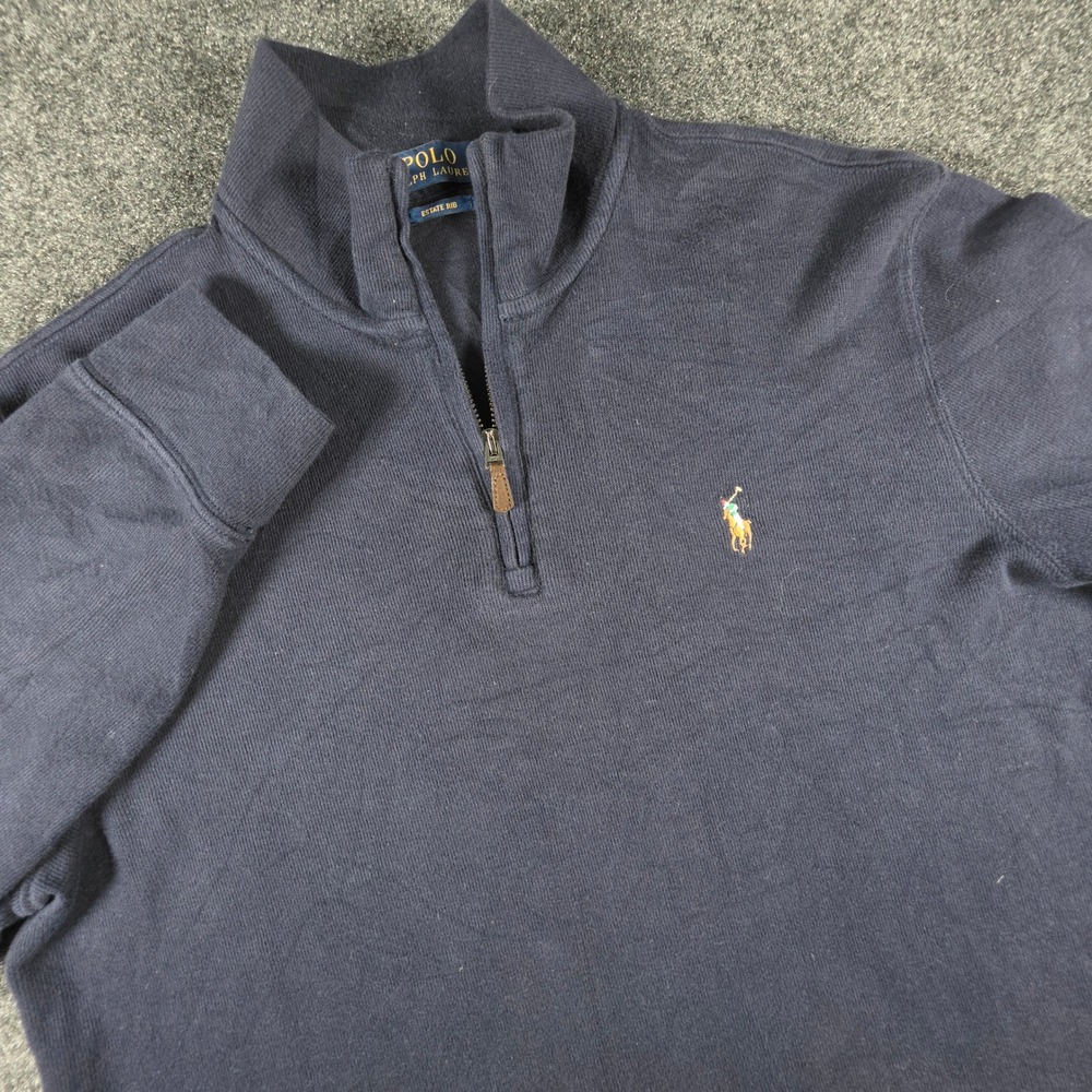 Polo Ralph Lauren Estate Rib Quarter Zip Pullover Mens Small Navy 710671929017